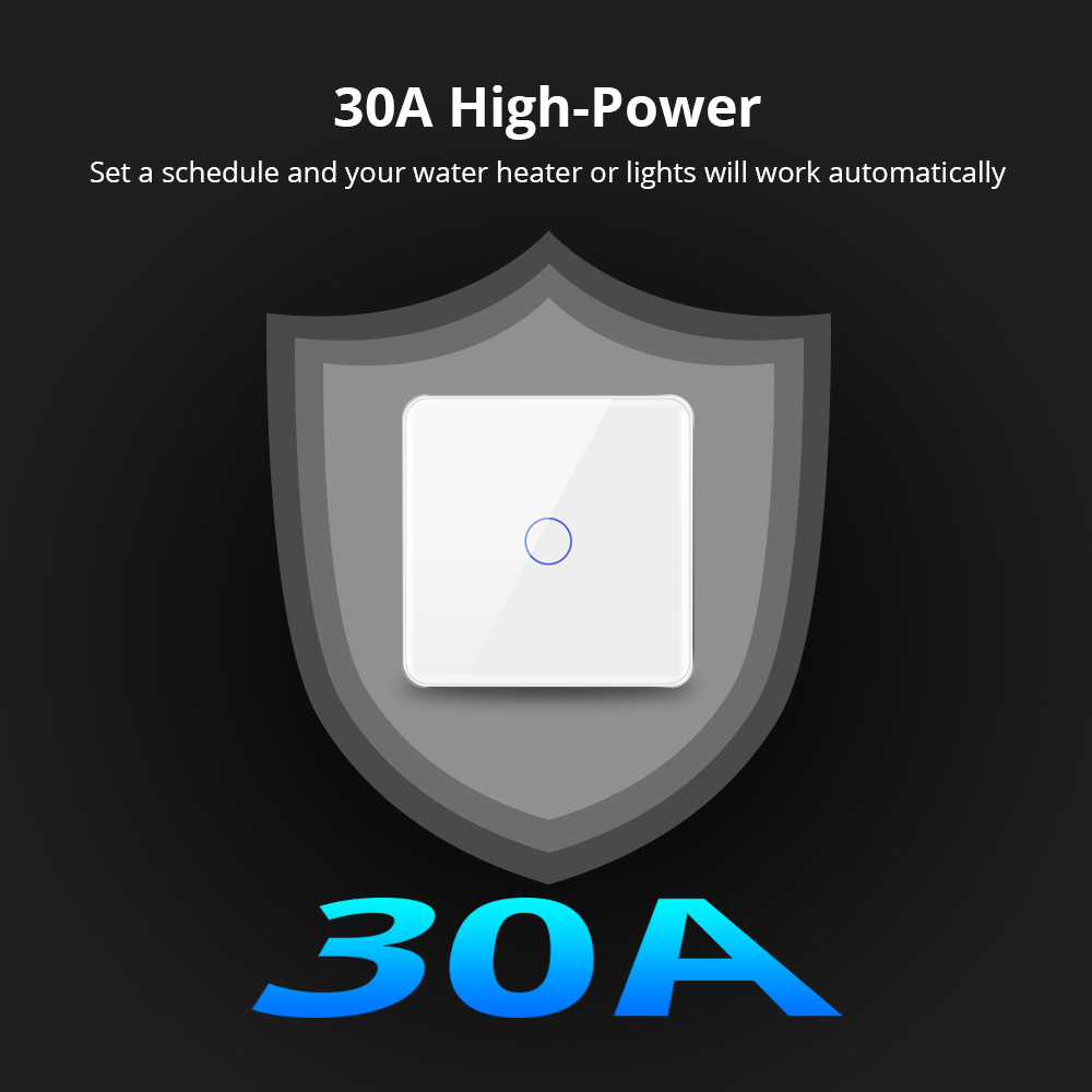 Zemismart Zigbee 30A High Power Smart Touch Boiler Water Heater Switch EU Electric Light Switch works with Tuya Alexa Google Voice Control