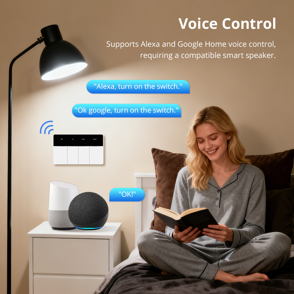 Zemismart US Switch DIY Name  Horizontal Wall Switch Push Button 1 2 3 4 Gangs works with Tuya Smart Life Alexa Google Home SAA