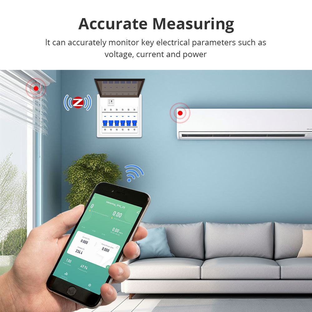 Zemismart  Zigbee 1 Phrase Smart Energy Monitor Real-time Electric Energy Meter works with Tuya Smart Life App Home Assisstant 110V 240V