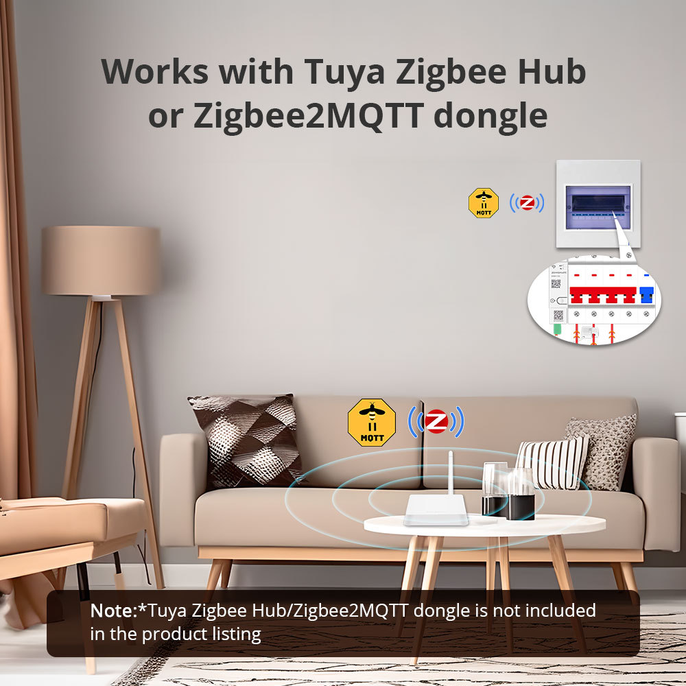 Zemismart Zigbee 3 Phase Smart Energy Meter Max 120A with 3 clamps works with Tuya measuring Alarm function Monitor 110v-240v