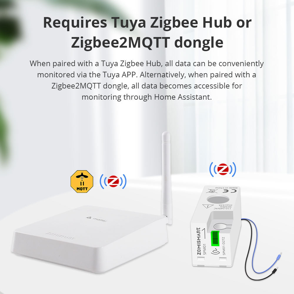 Zemismart  Zigbee 1 Phrase Smart Energy Monitor Real-time Electric Energy Meter works with Tuya Smart Life App Home Assisstant 110V 240V