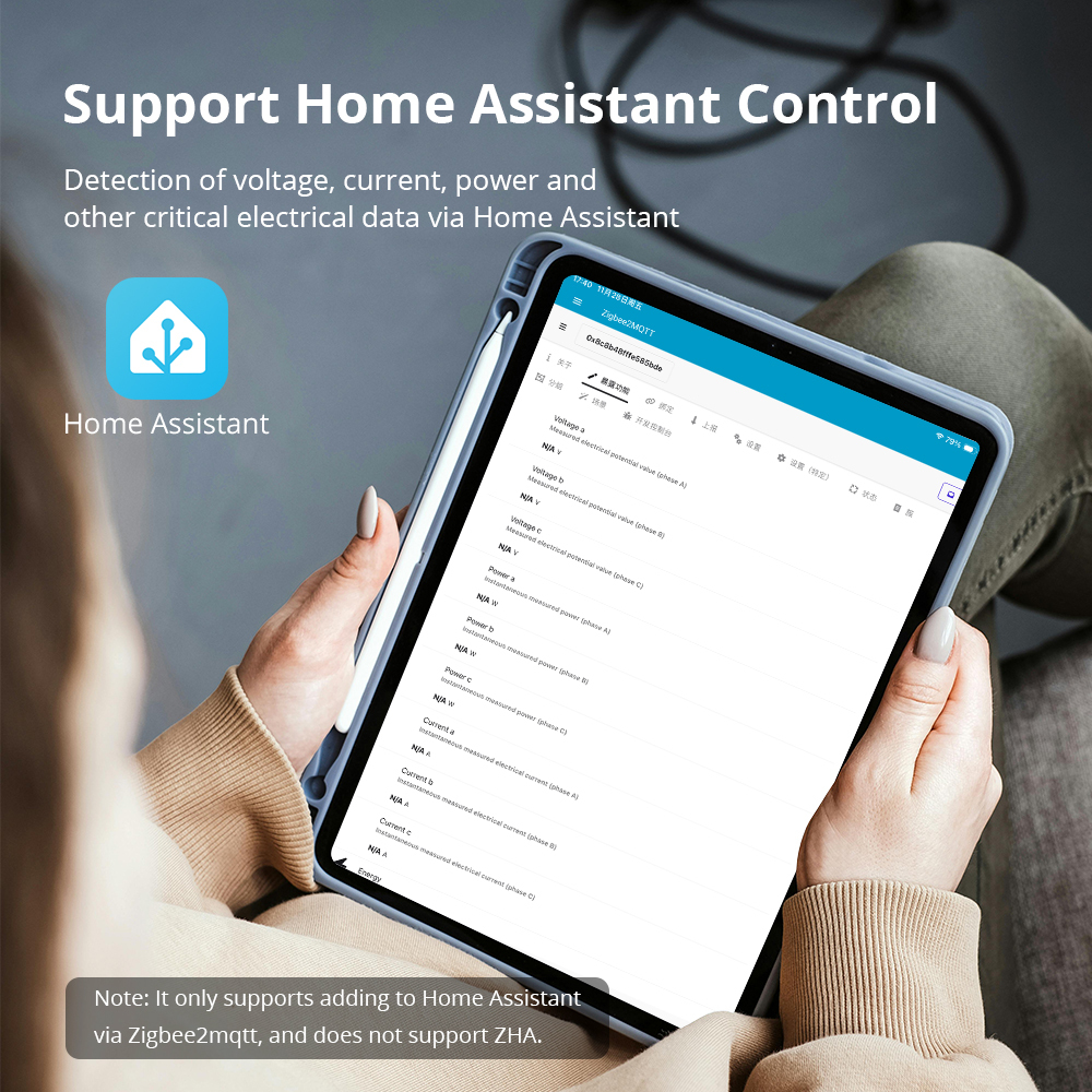 Zemismart Zigbee 3 Phase Smart Energy Meter Max 120A with 3 clamps works with Tuya measuring Alarm function Monitor 110v-240v