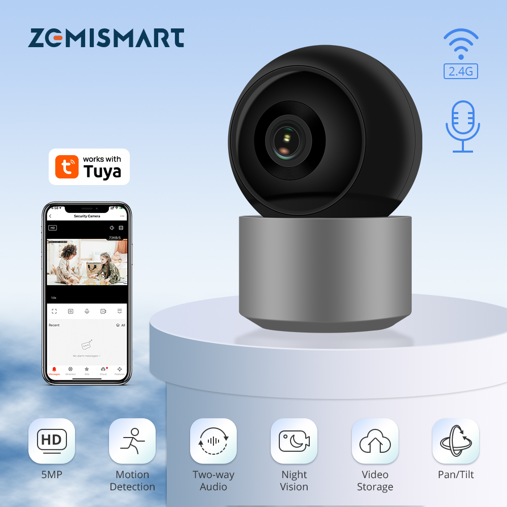 Zemismart Wifi  AI Smart Camera 4MP HD Image Powered works with Tuya Home Monitoring Pet Child Detection