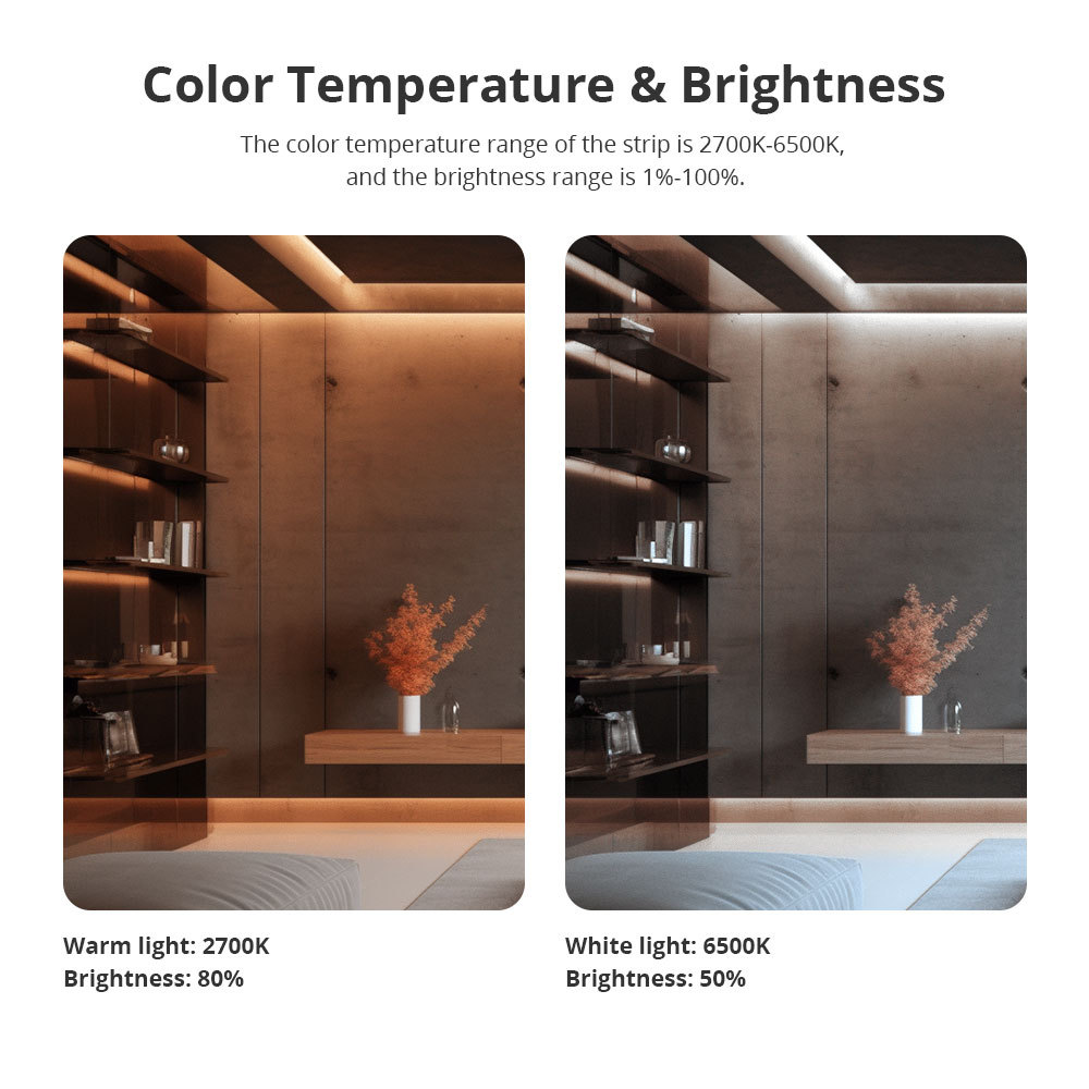 Zemismart Matter Over WiFi CW  Led Strip Light Controller with COB Light Strip 24V Support Smartthings Alexa Google Home App Control