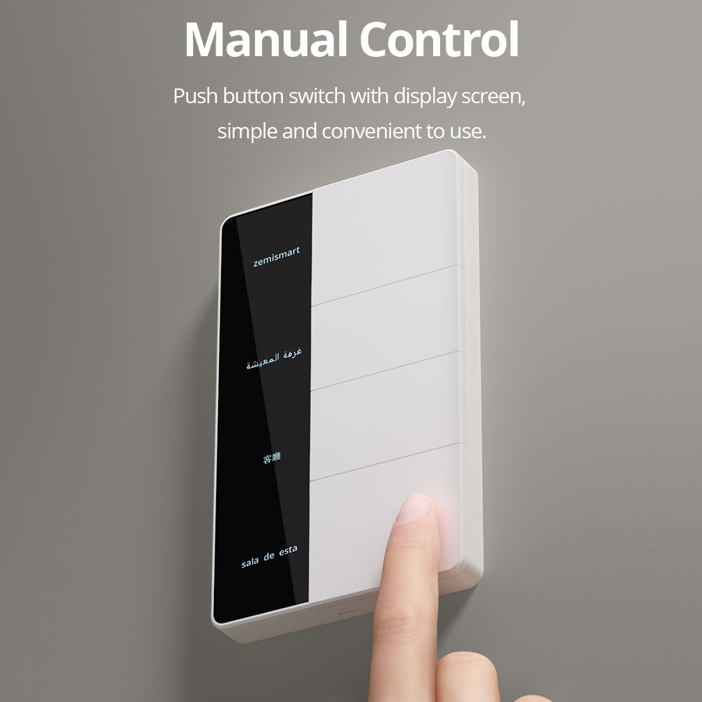 Zemismart DIY Name Smart Wall Switch Push Button 1 2 3 4 Gangs