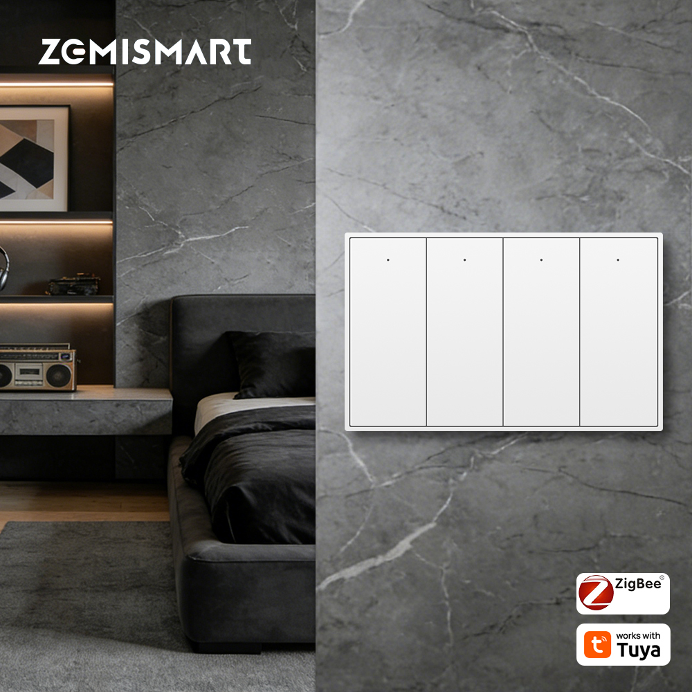 Zemismart Tuya Zigbee Neutral Push Switch Wall Light Switches 1 2 3 4 Gangs White Black Interruptor Alexa Google Home Smartthings Control Anatel KC