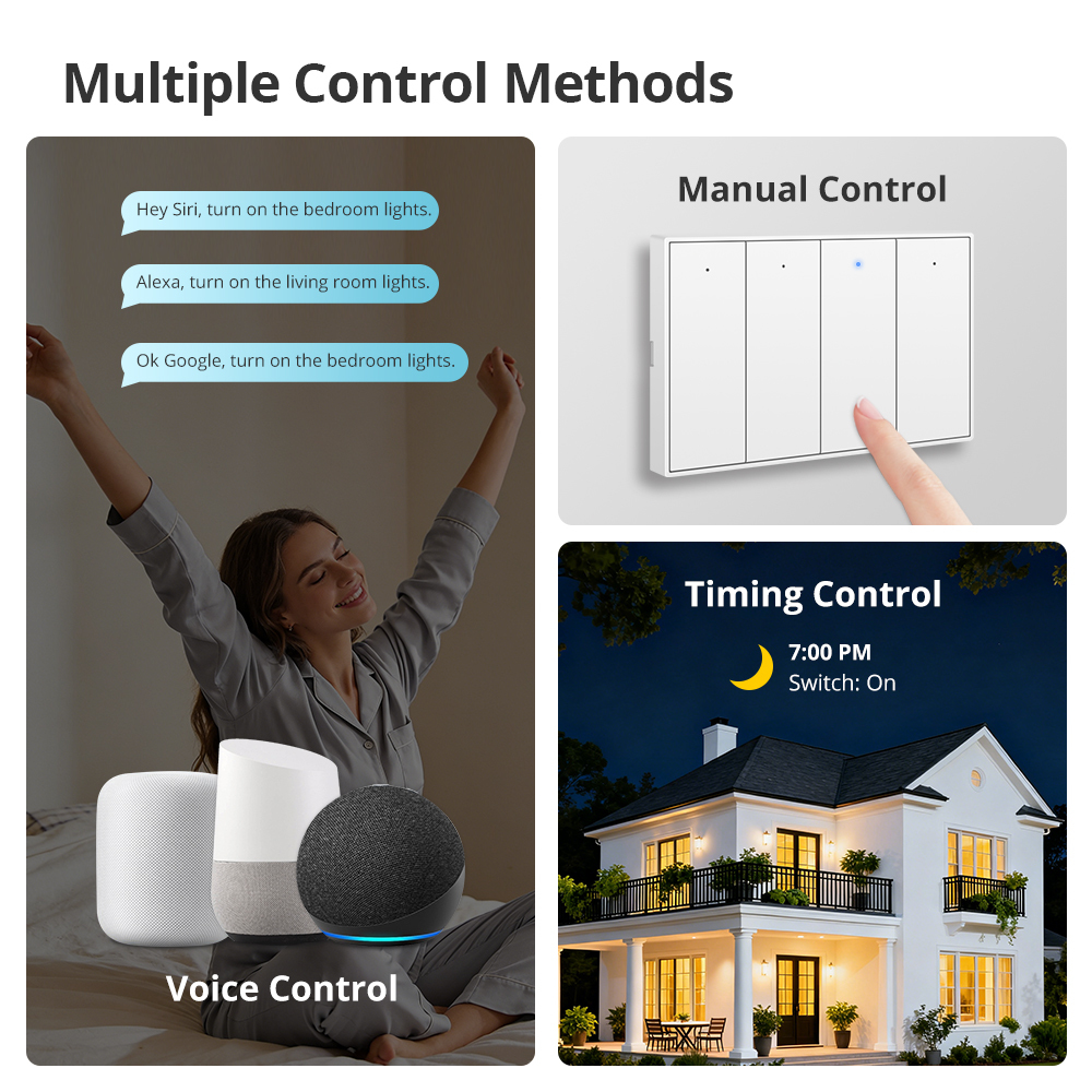 Zemismart Tuya Zigbee Neutral Push Switch Wall Light Switches 1 2 3 4 Gangs White Black Interruptor Alexa Google Home Smartthings Control Anatel KC