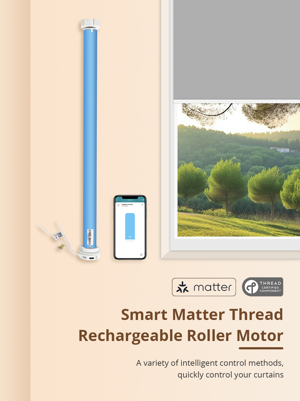 Zemismart Matter over Thread Roller Shade Motor
