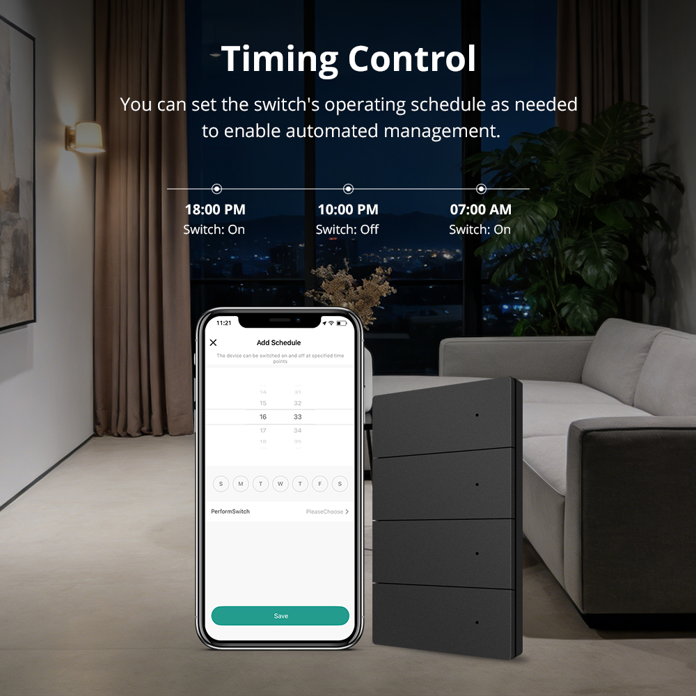 Zemismart Zigbee Neutral Switch Black Color with Aluminum Alloy Material 1 2 3 4 gangs works with Tuya HomeKit Google Home via M6 hub