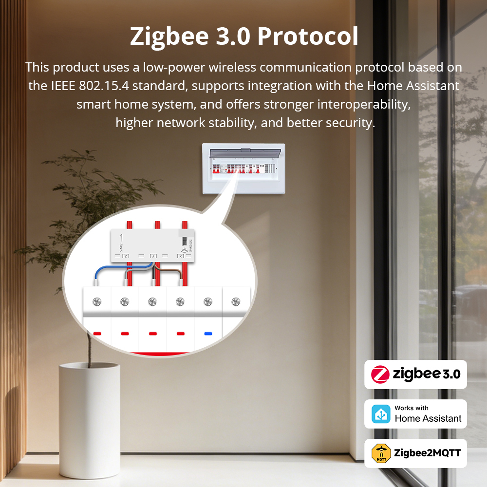 Zemismart 3 Phase Electric Energy Meter 63A Zigbee 3.0 Smart Power Consumption Monitor Sensor Zigbee2mqtt works with Home Assistant