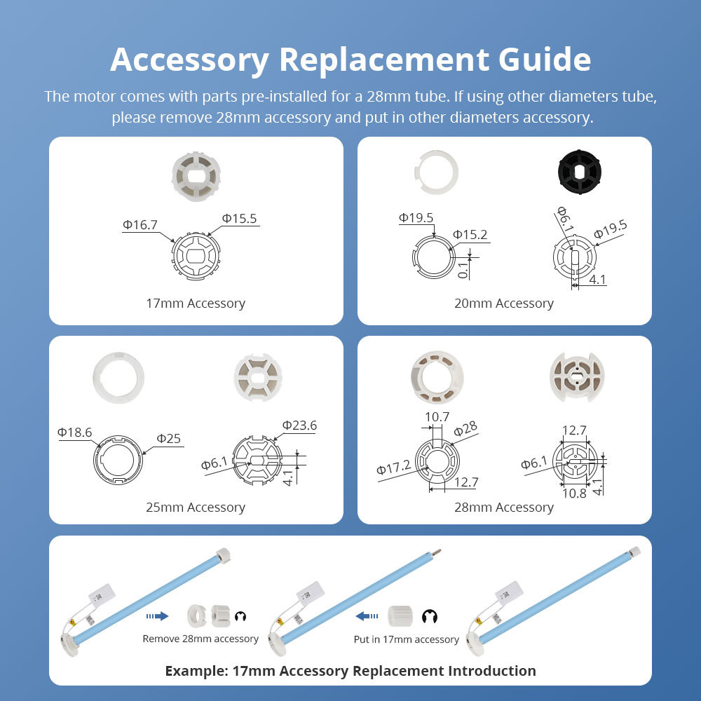 Zemismart Matter over Thread Built-in Battery Blind Motor compatible with 17/20/25/28mm Tubes HomeKit Google Home App Siri Control