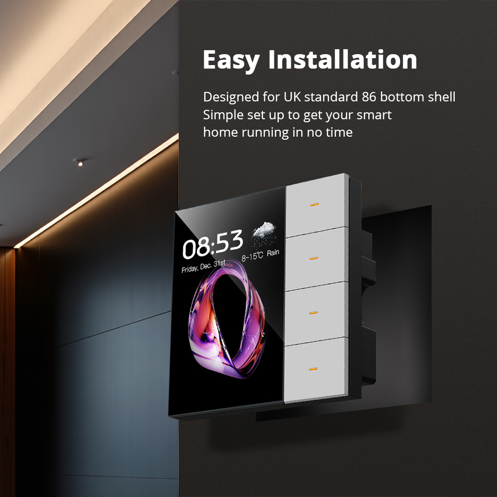 Zemismart 3.5 inch Zigbee Smart Panel Switch 4 Gang Wall Light Switch with Radar Sensor Dimming Switch Curtain Scene Switch