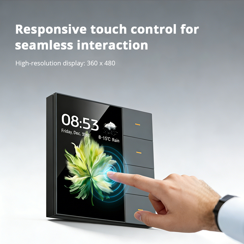 Zemismart 3.5 inch Zigbee Smart Panel Switch 4 Gang Wall Light Switch with Radar Sensor Dimming Switch Curtain Scene Switch