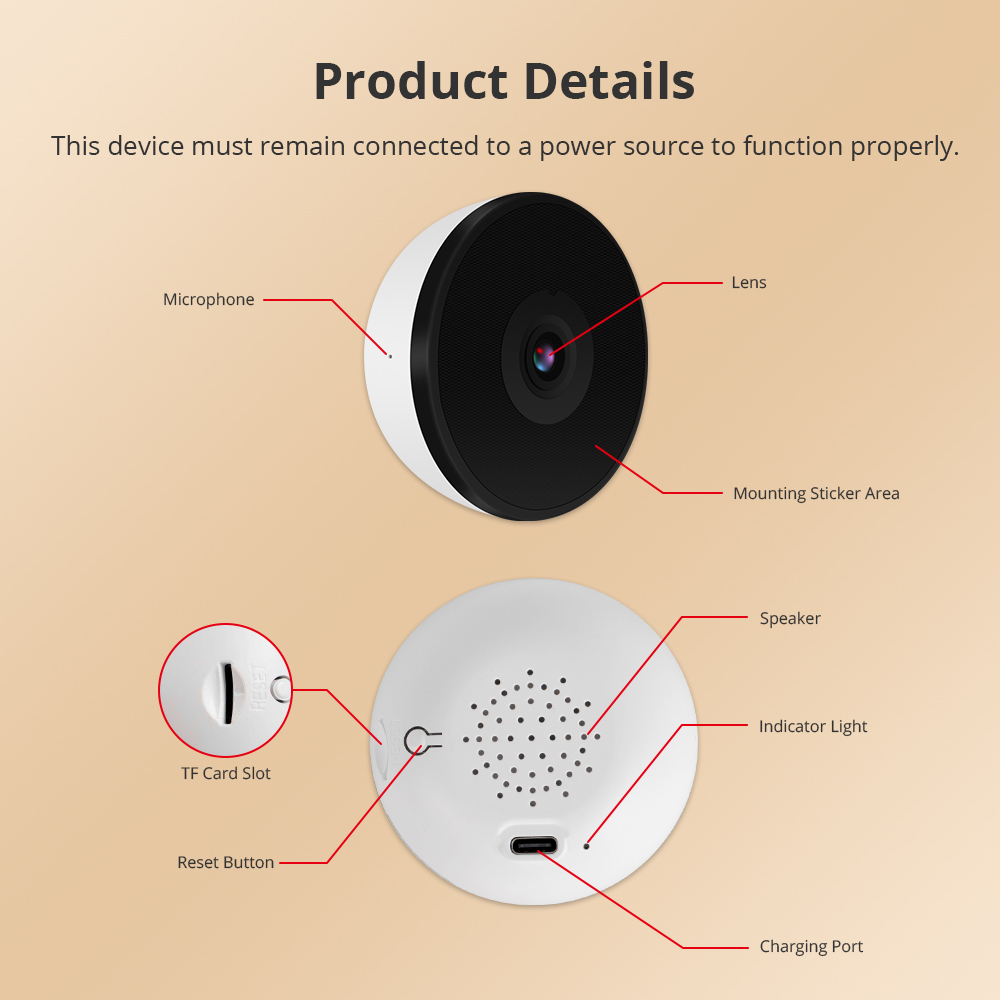 Zemismart 4MP HD Window Mount Security Camera F1.0 Full-Color Night Vision WiFi 6 Human Motion Detection App Control