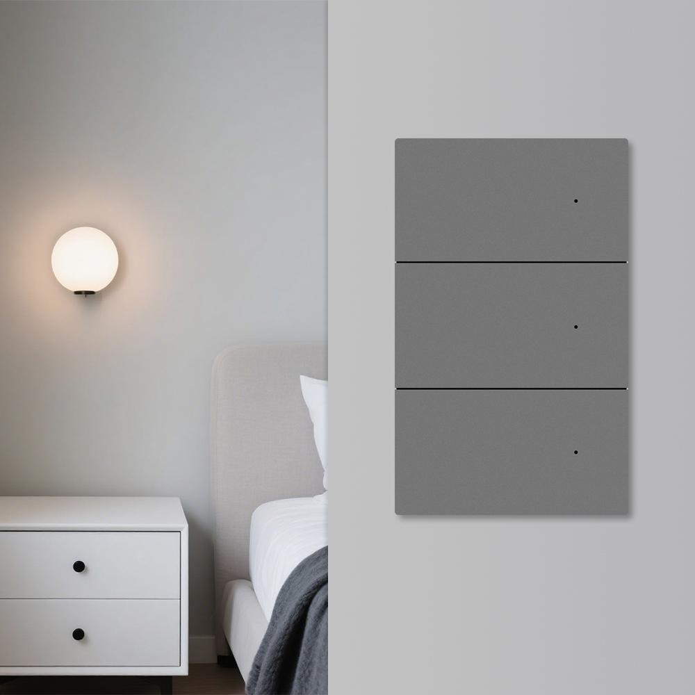 Zemismart Matter over Wifi Neutral Switch Grey Color with Aluminum Alloy Material Compatible HomeKit Google Home SmartThings App Control