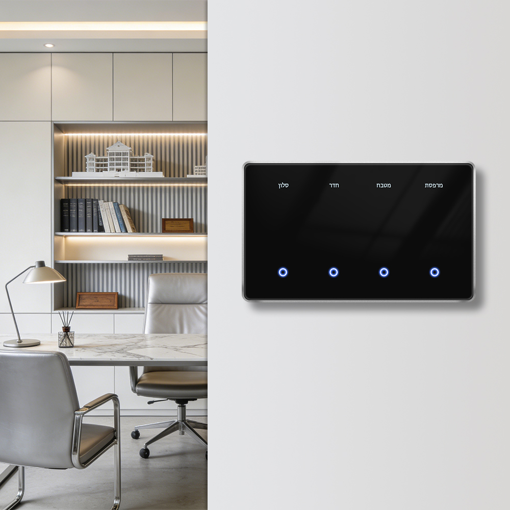 Zemismart Zigbee DIY Name Light Switch Horizontal with Display Screen Black Color Touch Panel Works with Tuya Smart App