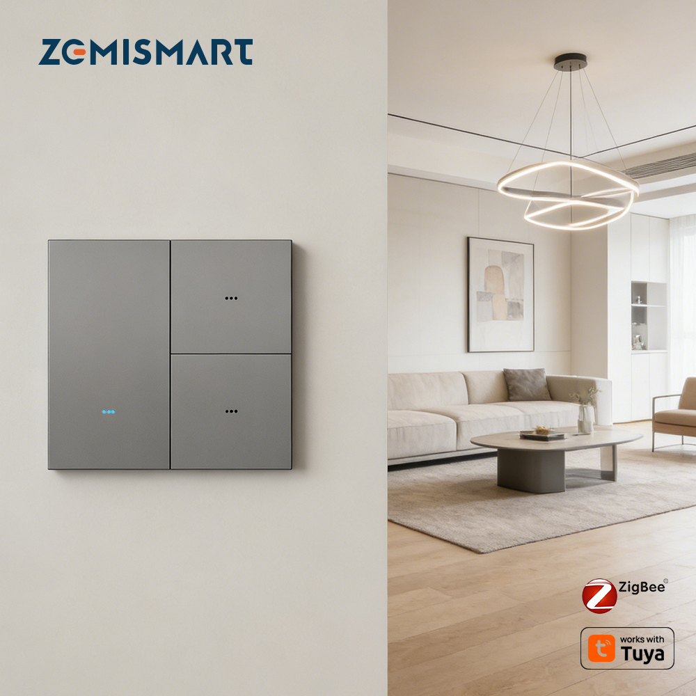 Zemismart Zigbee Neutral Smart Wall Switch Big Button Aluminum Alloy Panel work with Tuya App Voice Timer Control