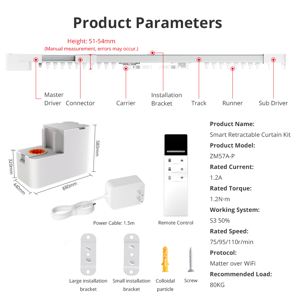 Zemismart Matter Over WiFi Smart Slide Electric Curtain Mini  Motor HomeKit Google Home SmartThings APP Control Smart Home Products