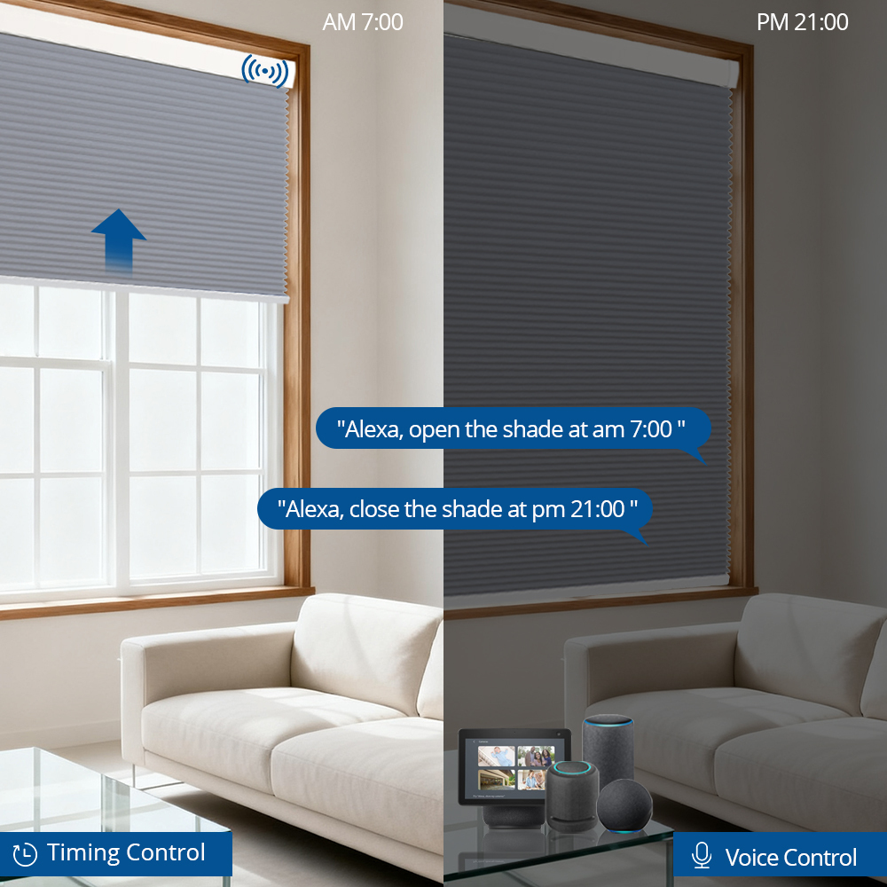 Zemismart Blackout Cellular Shade Zigbee Electric Honeycomb Blind Built in battery Work with Tuya Alexa Google Home Timer Control