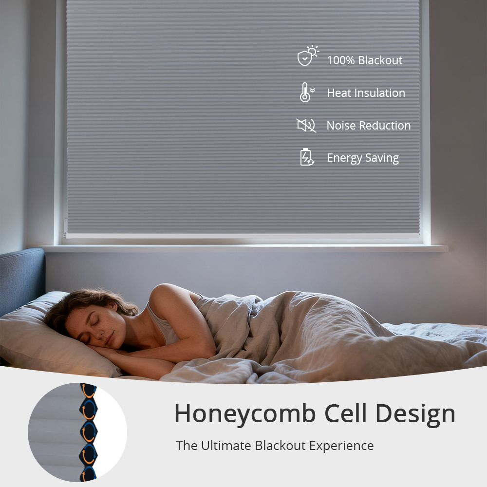 Zemismart Blackout Cellular Shade Zigbee Electric Honeycomb Blind Built in battery Work with Tuya Alexa Google Home Timer Control
