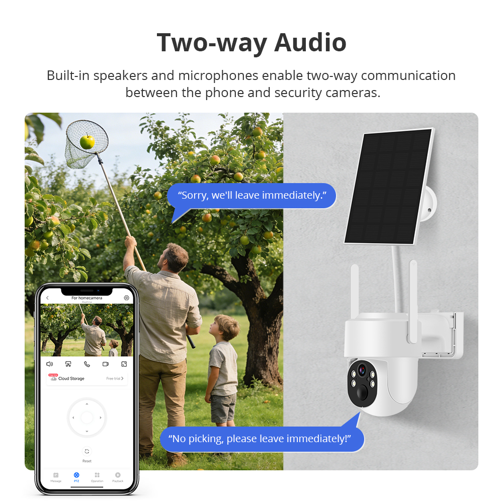 Zemismart Wifi Wireless Outdoor Solar Security Camera Two-way Audio App Monitoring Control