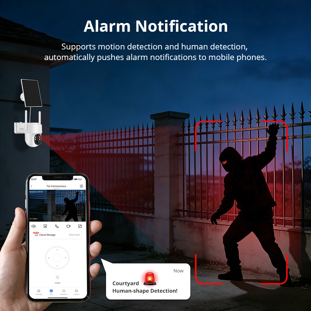 Zemismart Wifi Wireless Outdoor Solar Security Camera Two-way Audio App Monitoring Control