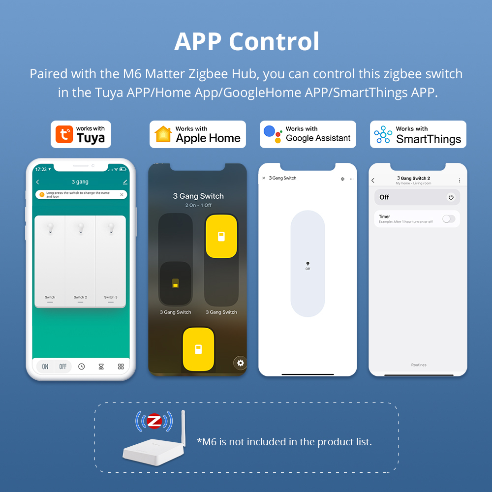 Zemismart Zigbee No Neutral Push Switch White Color with PC Material Smart Life App Timer Alexa Google Home Voice Control