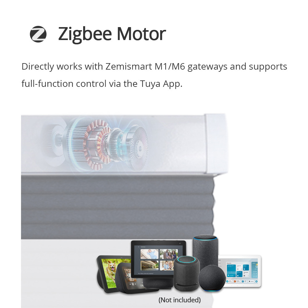 Zemismart Blackout Cellular Shade Zigbee Electric Honeycomb Blind Built in battery Work with Tuya Alexa Google Home Timer Control