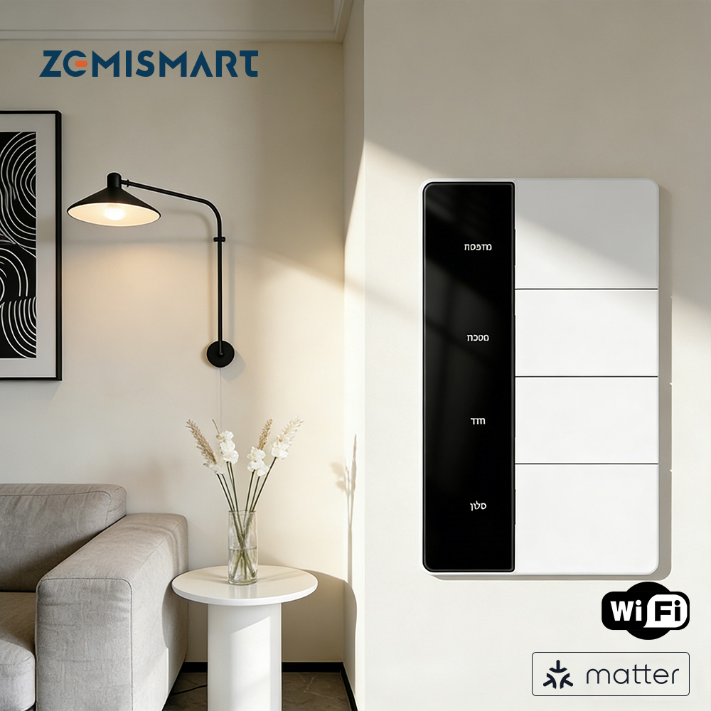 Zemismart Matter over Wifi Push Button DIY Name Switch Smart Display Screen Light US Switch Alexa Google Home HomeKit Siri Voice Control
