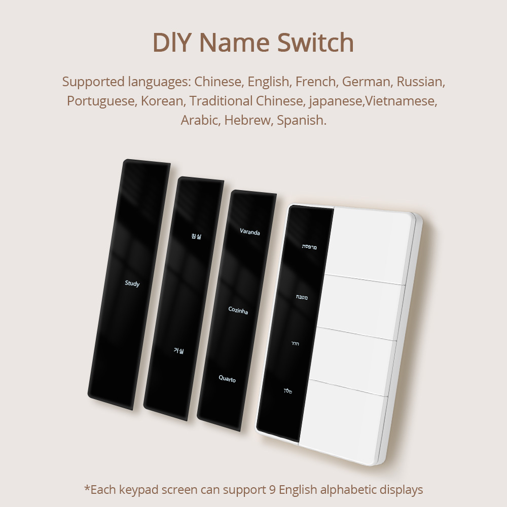Zemismart Matter over Wifi Push Button DIY Name Switch Smart Display Screen Light US Switch Alexa Google Home HomeKit Siri Voice Control