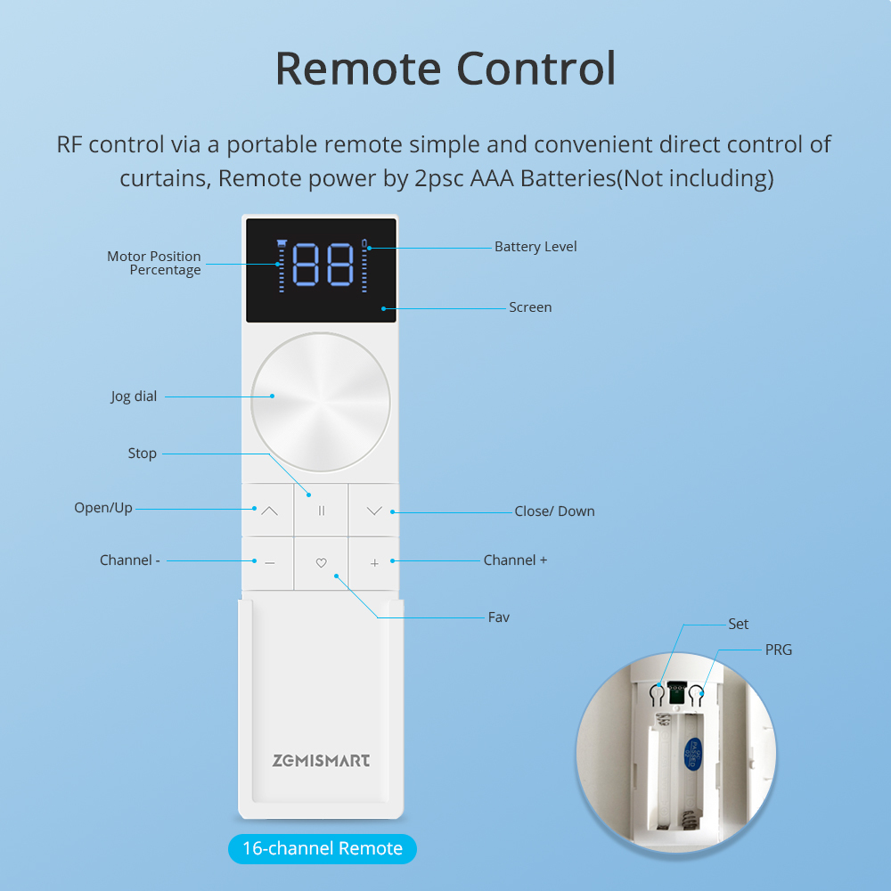 Zemismart Smart Wifi Rechargeable Roller Shade Motor Suitable for 37mm 38mm tube work with Tuya Google Home Voice Control Alexa