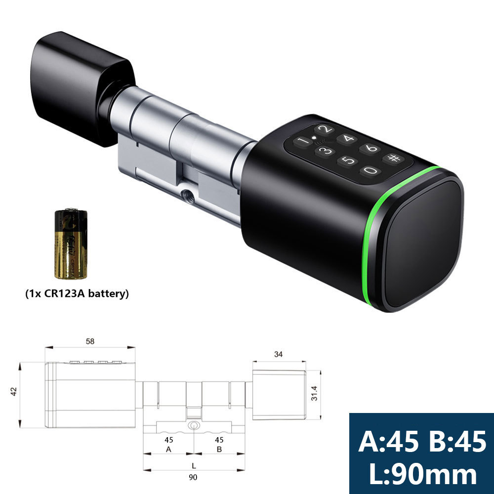 Zemismart BLE Smart Digital Lock DIY Cylinder Electronic Lock APP Key IC Card Password Unlock for Apartment Hotel Security works with Tuya