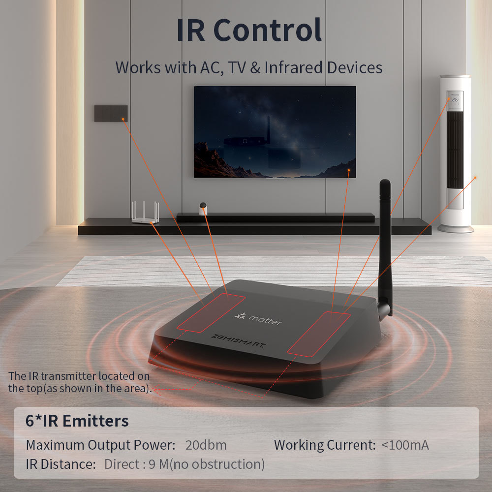 Zemismart Matter Thread Zigbee Hub Built in IR Matter Bridge Integrates with Home Google SmartThings Home Tuya Control M1 Pro