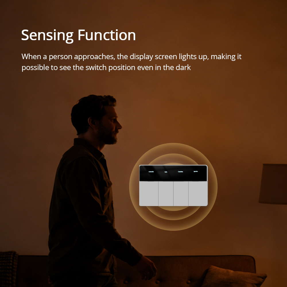 Zemismart Matter over Wifi US Switch DIY Name Horizontal Wall Switch Push Button 1 2 3 4 Gangs works with Alexa Google Home HomeKit Siri Voice Control