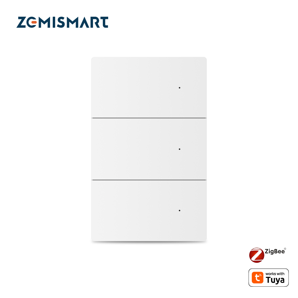 Zemismart Zigbee No Neutral Push Switch White Color with PC Material Smart Life App Timer Alexa Google Home Voice Control