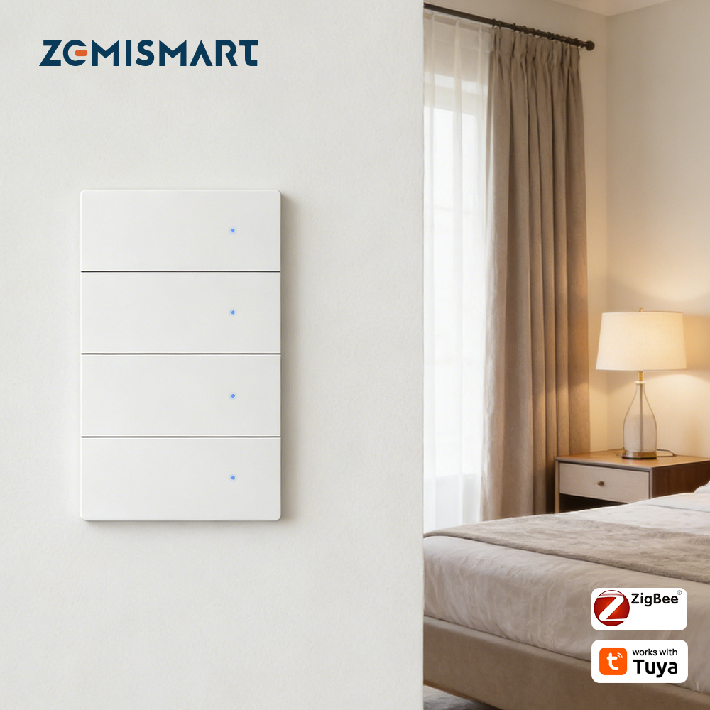 Zemismart Zigbee Neutral Switch White Color with PC Material 1 2 3 4 gangs works with Tuya HomeKit Google Home via M6 hub