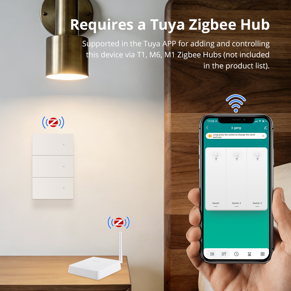 Zemismart Zigbee No Neutral Push Switch White Color with Aluminum Material Smart Life App Timer Alexa Google Home Voice Control