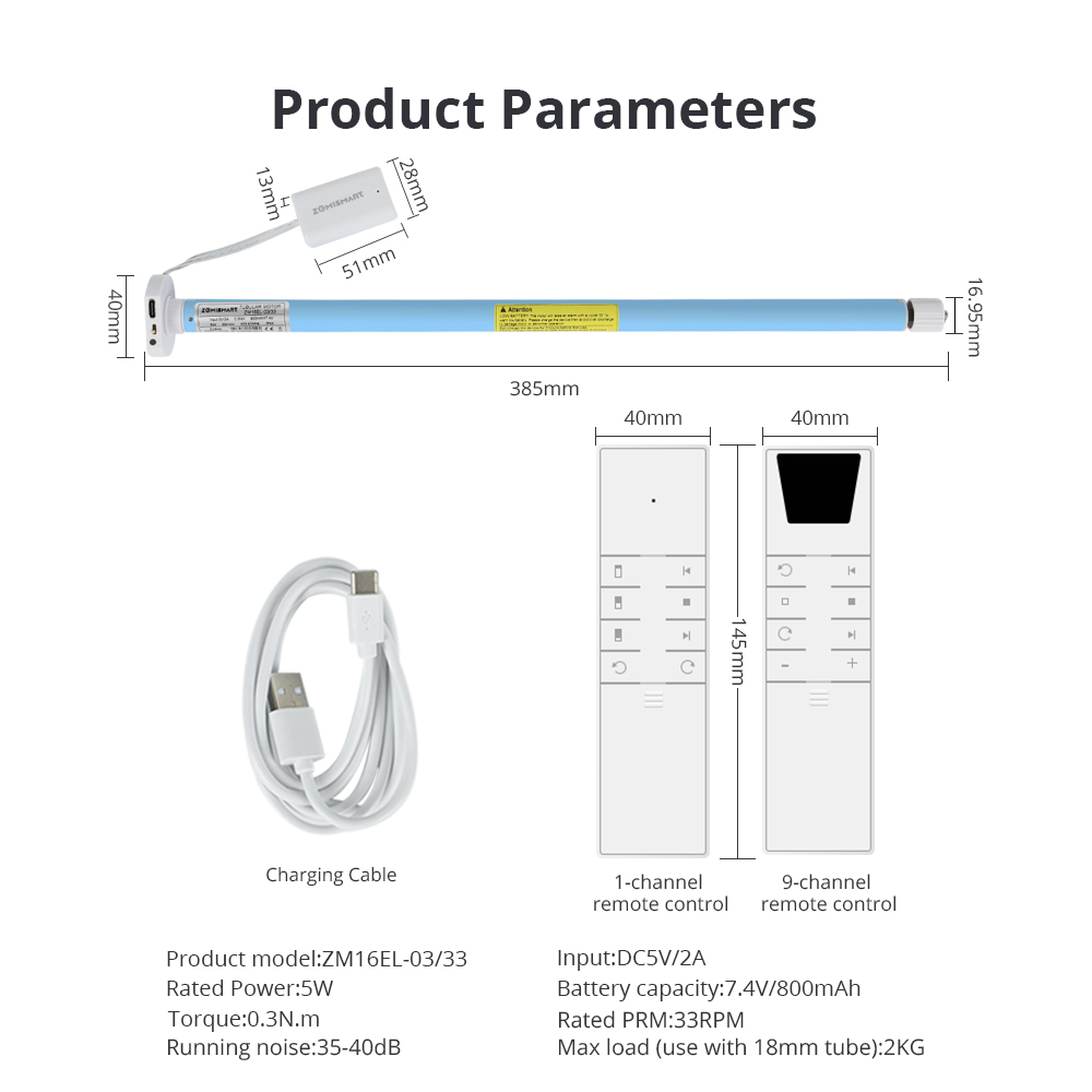 Zemismart Zigbee Rechargeable Roller Blinds Motor Solar Panel Optional for 17mm 25mm 28mm Tube works with Tuya Alexa Google Assistant Smart Electric C