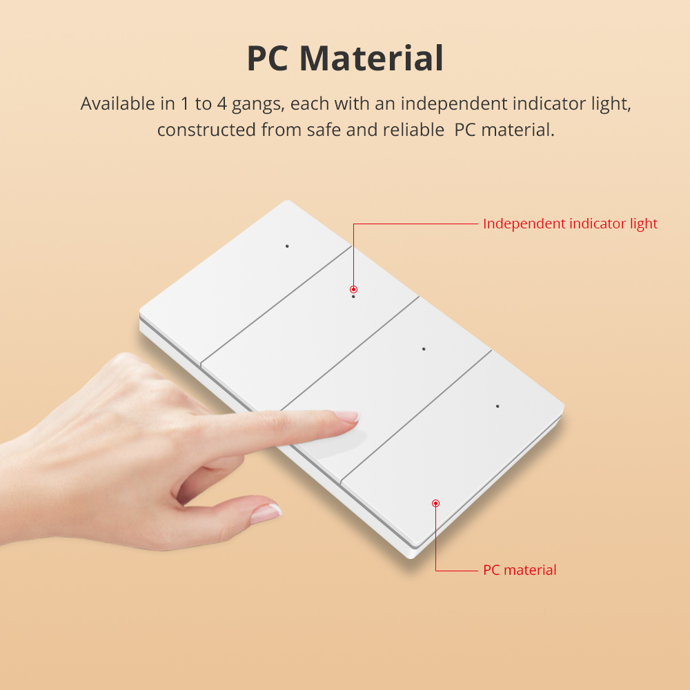 Zemismart Zigbee Neutral Switch White Color with PC Material 1 2 3 4 gangs works with Tuya HomeKit Google Home via M6 hub