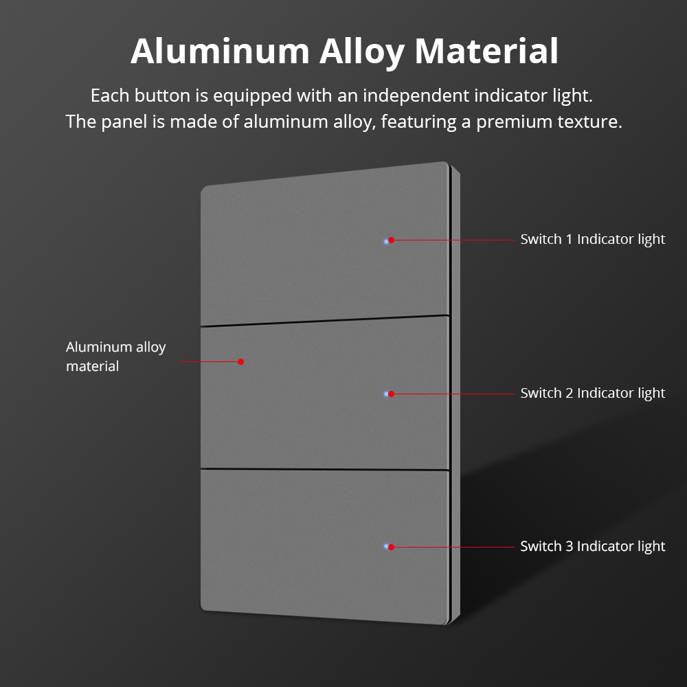 Zemismart Matter over Wifi Neutral Switch Grey Color with Aluminum Alloy Material Compatible HomeKit Google Home SmartThings App Control