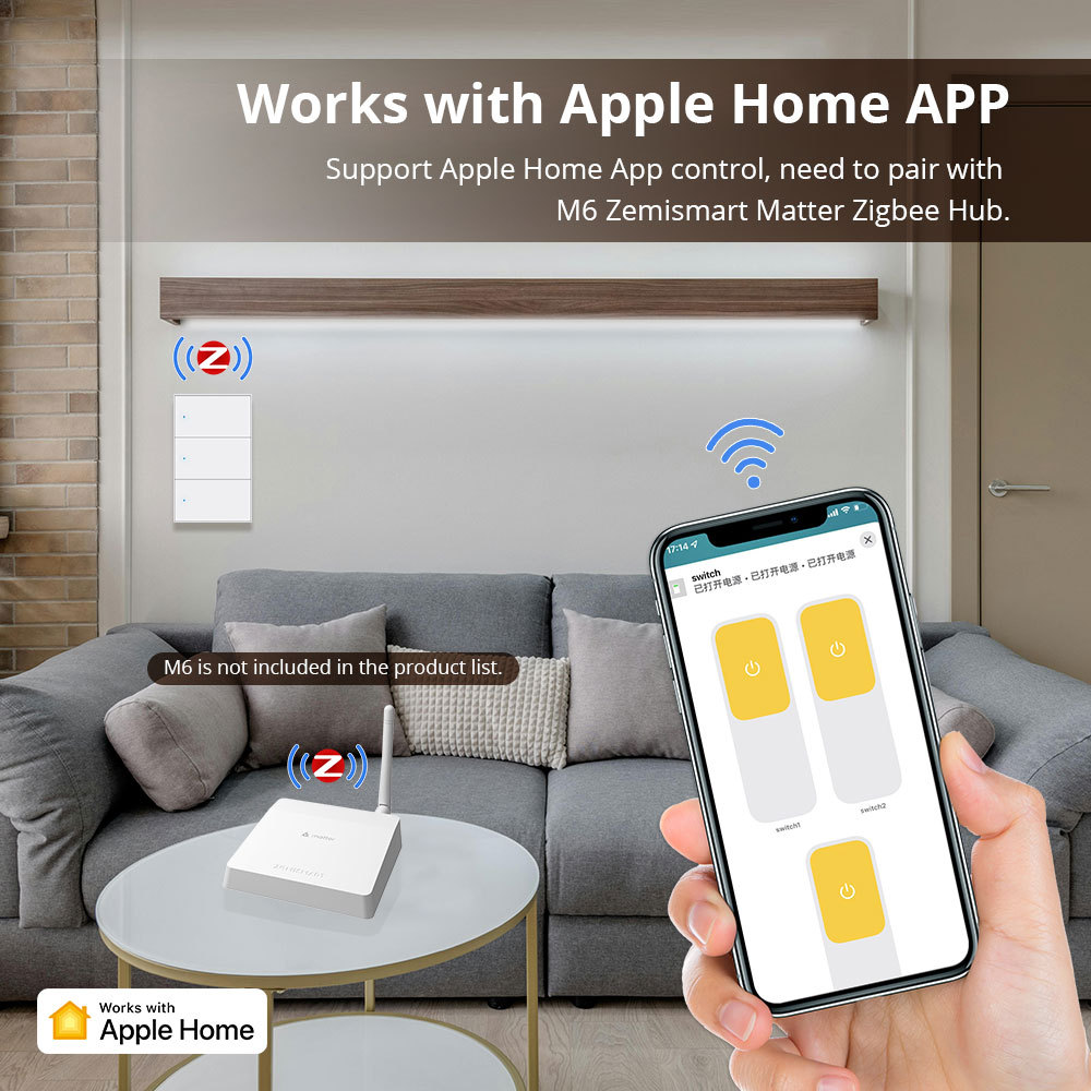 Zemismart Zigbee Neutral Push Switch SAA certification Wall Light Switches 1 2 3 4 Gangs White works with Tuya Interruptor Alexa Google Home Smartthin