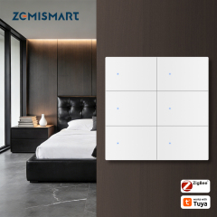 Zigbee Neutral Switch, PC Push Button Smart Switches 6 Gangs, Work with Tuya  Smart Life APP  | Zemismart ZM-808