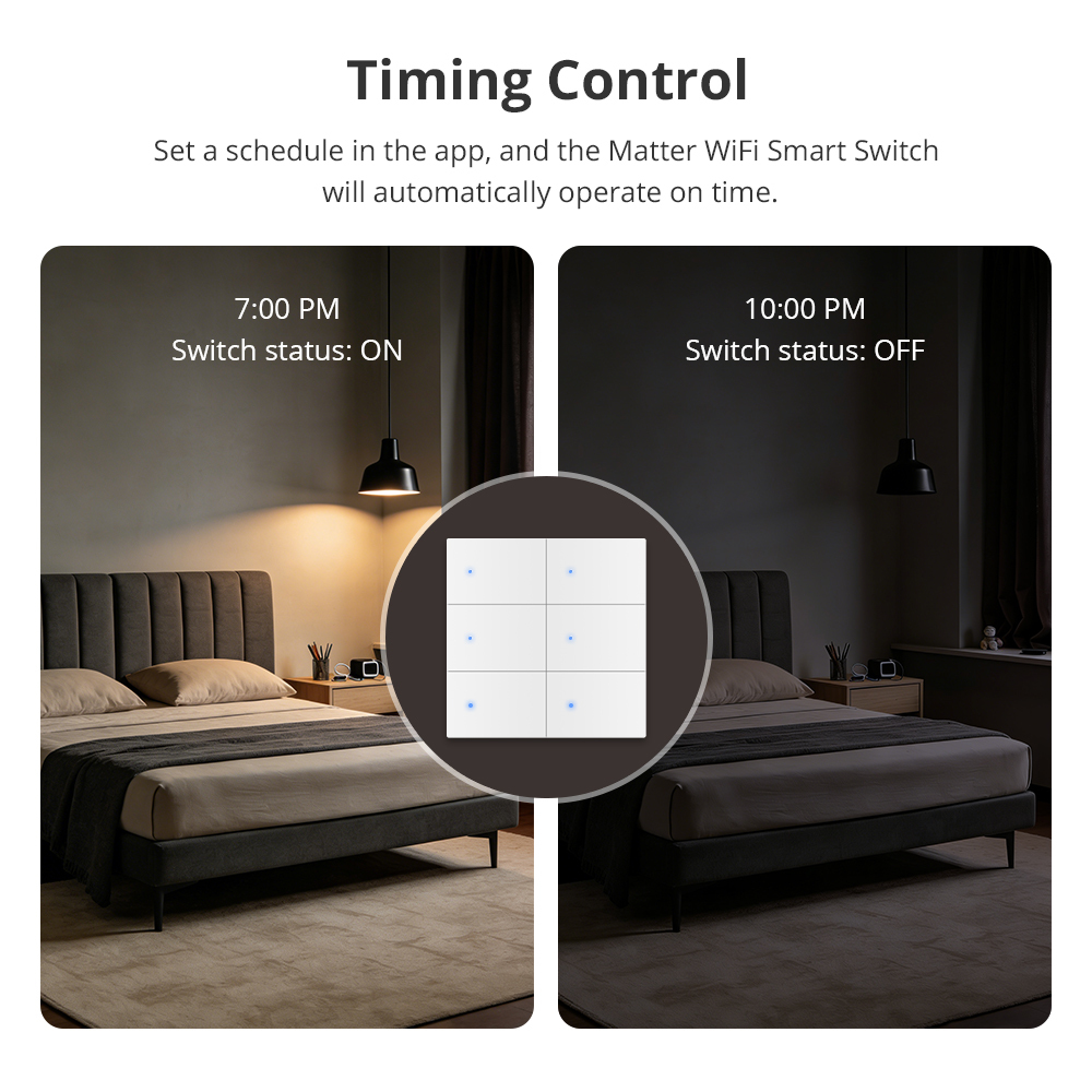 Zemismart Matter over Wifi 6 Gang Big Button Switch with Aluminum alloy material works with HomeKit Google Home SamrtThings Voice App Control