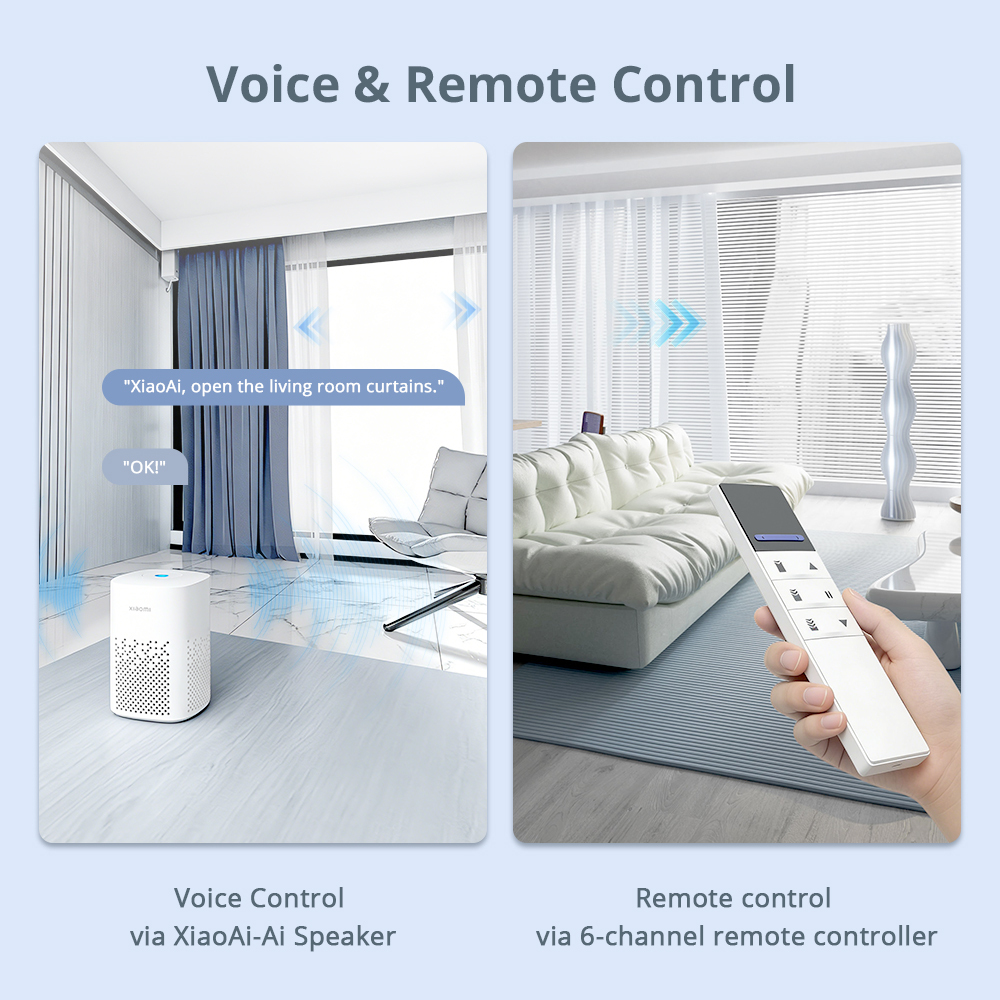 Zemismart Matter over Wifi Smart Slide Curtain Motor works with MiJia Google Home Smartthings Home App Remote Control Automatic Curtain System