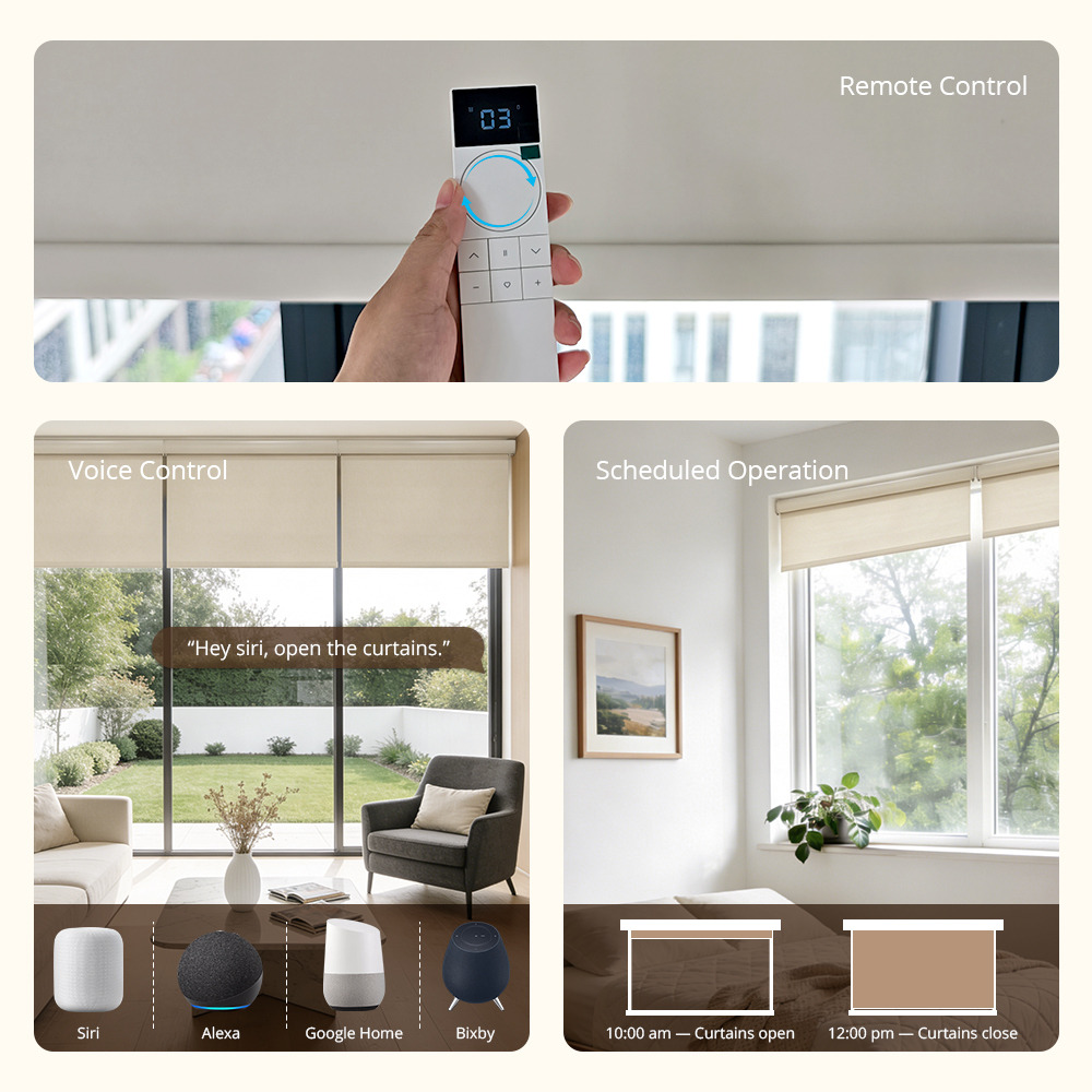 Zemismart Smart Zigbee Motorized Roller Shade Motors Kit Ready-made Blind intergated with Tuya Homey Home Assistance HomeKit SmartThings