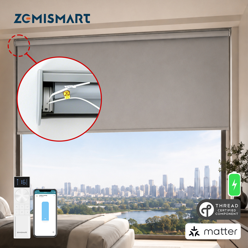 Zemismart Matter over Thread Motorized Roller Shade Motors Kit Blind intergated with Google Home Home Assistance HomeKit SmartThings