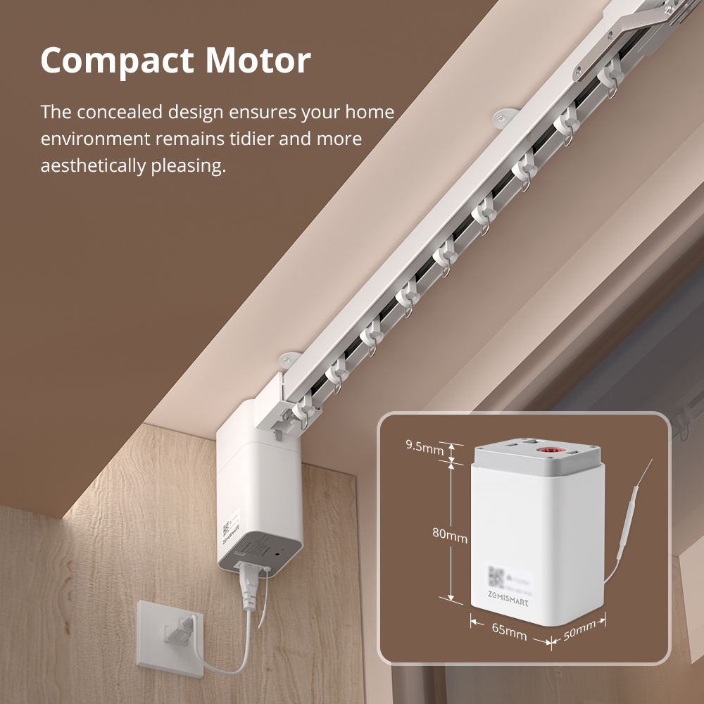 Zemismart Matter Over Thread Slide Curtain Smart HomeKit SmartThings Google Home APP Control by Siri Voice Control