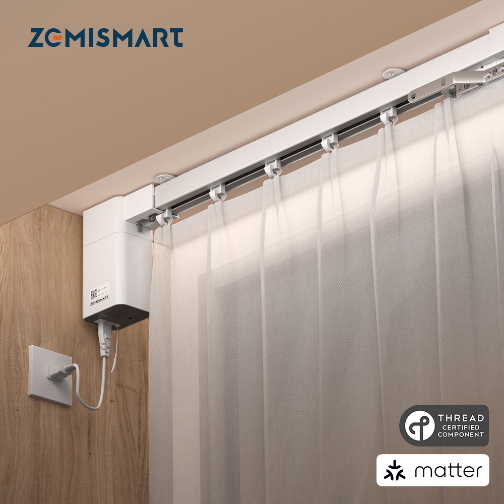 Zemismart Matter Over Thread Slide Curtain Smart HomeKit SmartThings Google Home APP Control by Siri Voice Control