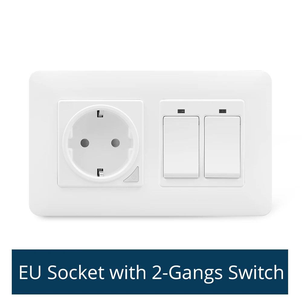 Zemismart WiFi EU Wall Socket with Light Switch 1 2 3 Gang Support TUYA APP Control Voive control by Alexa Google home