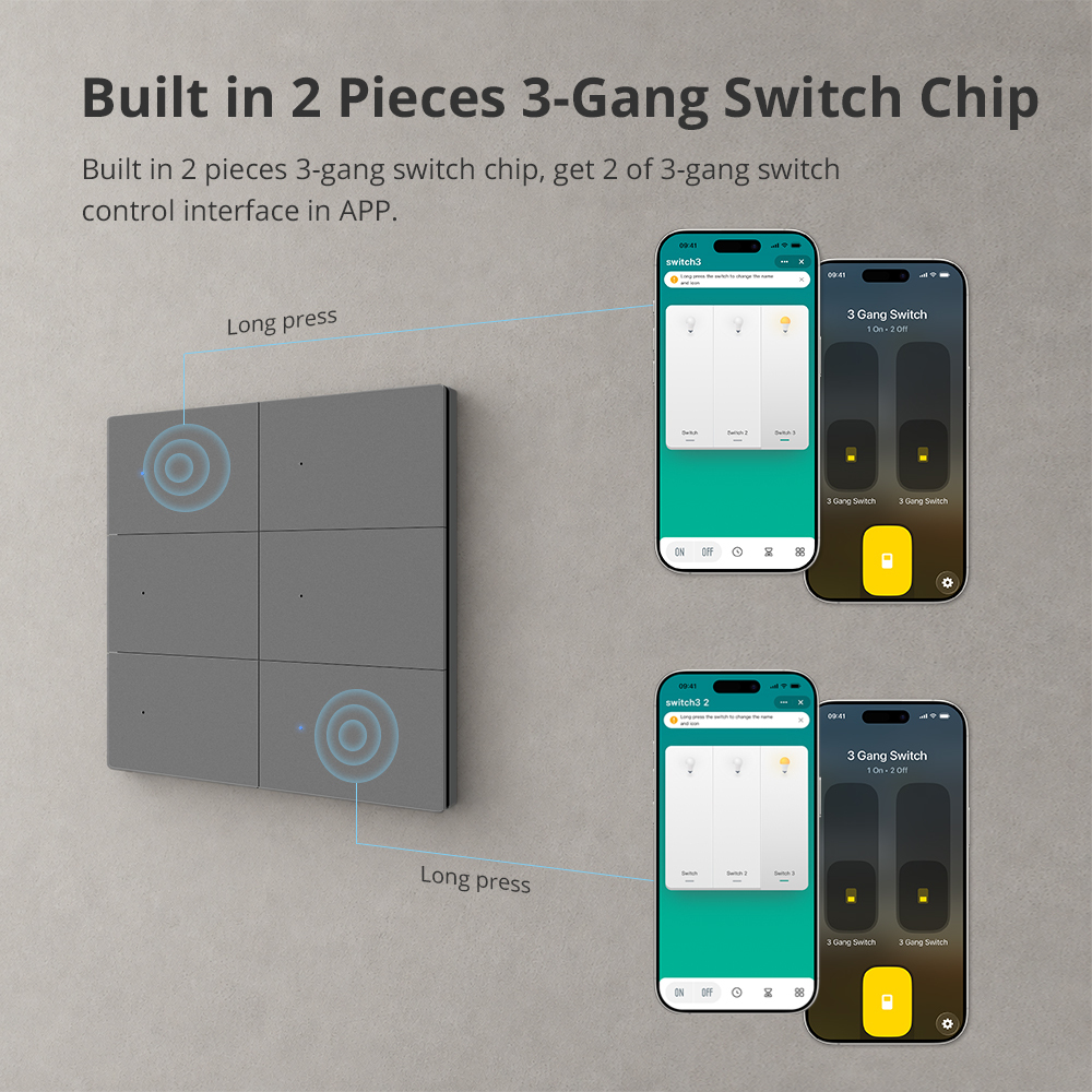 Zigbee Neutral Switch, 6 Gang